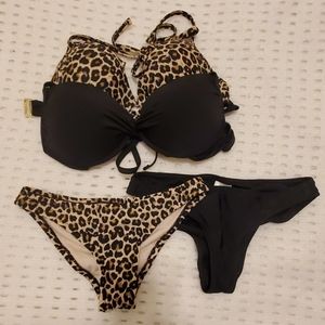 Black and cheetah swimsuits